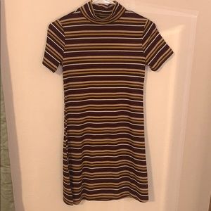 Multi-Colored Turtleneck Skater Dress